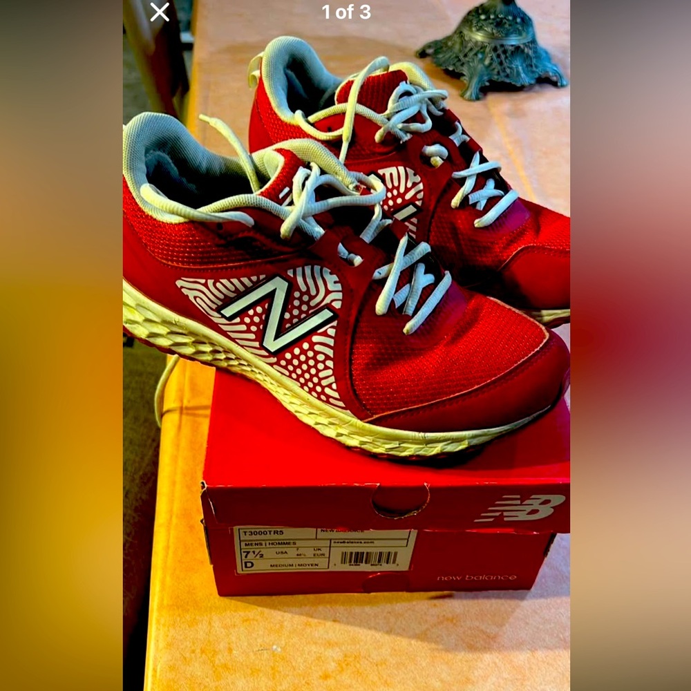 New Balance Red and White Running Shoes